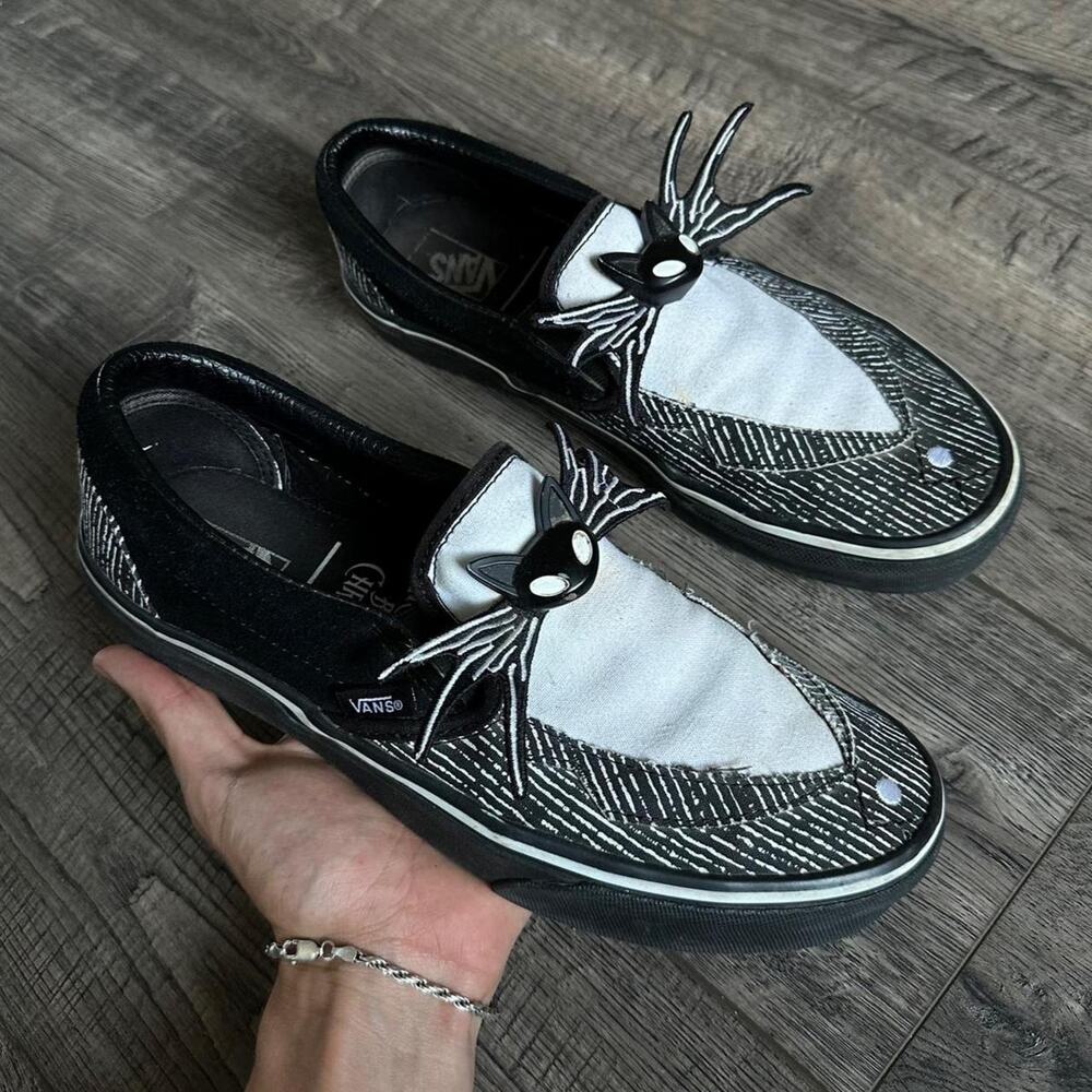 Vintage Vans Nightmare Before Christmas Jack Skellington Tim Burton Black SlipOn